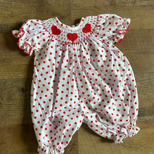 Southern Sunshine Kids Baby Bodysuit 3 Months Valentines Red Polka Dot Hearts